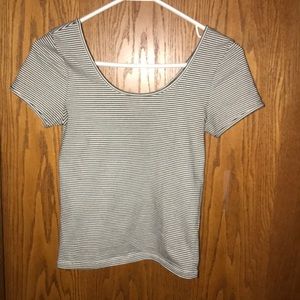 Black and white striped crop top